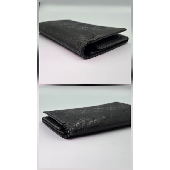Gucci GG Imprime Long Wallet Monogram Coated Canvas Black Continental - Picture 10 of 12